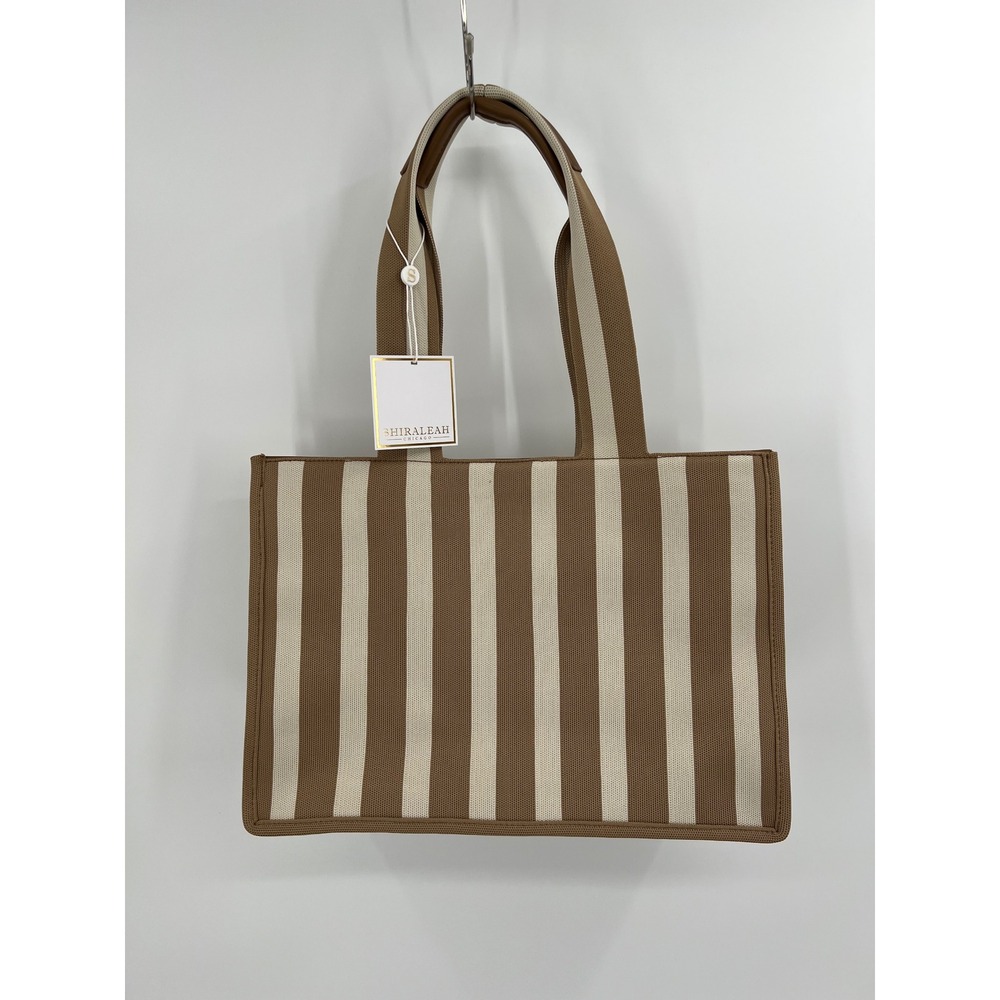 Shiraleah Chicago Isla Boxy‎ Tote Bag Tan Cream Striped Canvas NWT Beach Summer